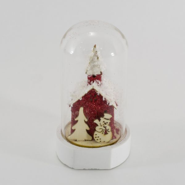 Стеклянный декор-купол с фигуркой Снеговик