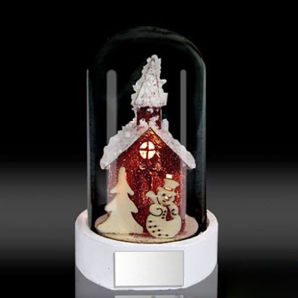 Стеклянный декор-купол с фигуркой Снеговик